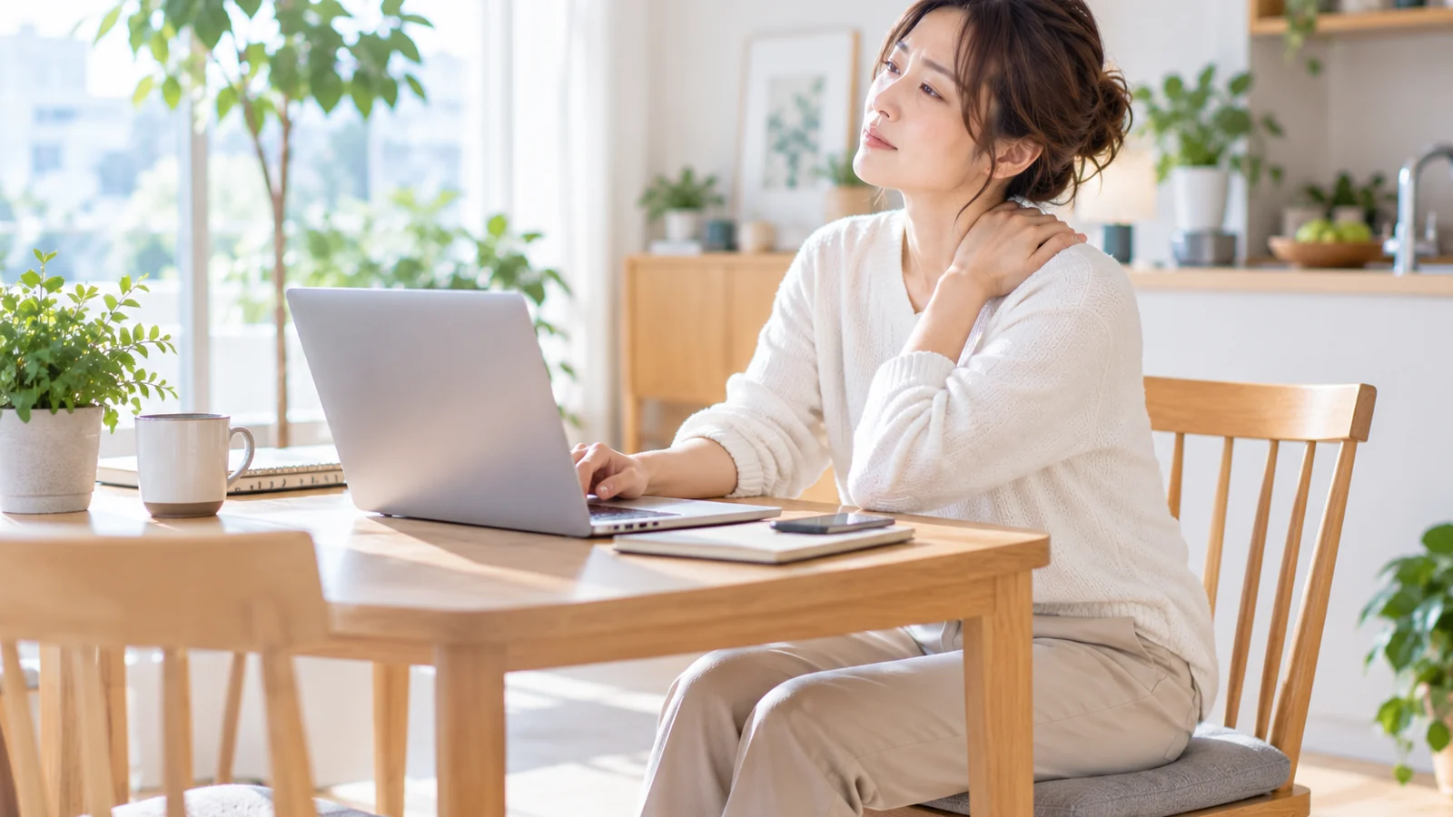 在宅勤務の机が合わない?ダイニングテーブルで肩が疲れる人へ