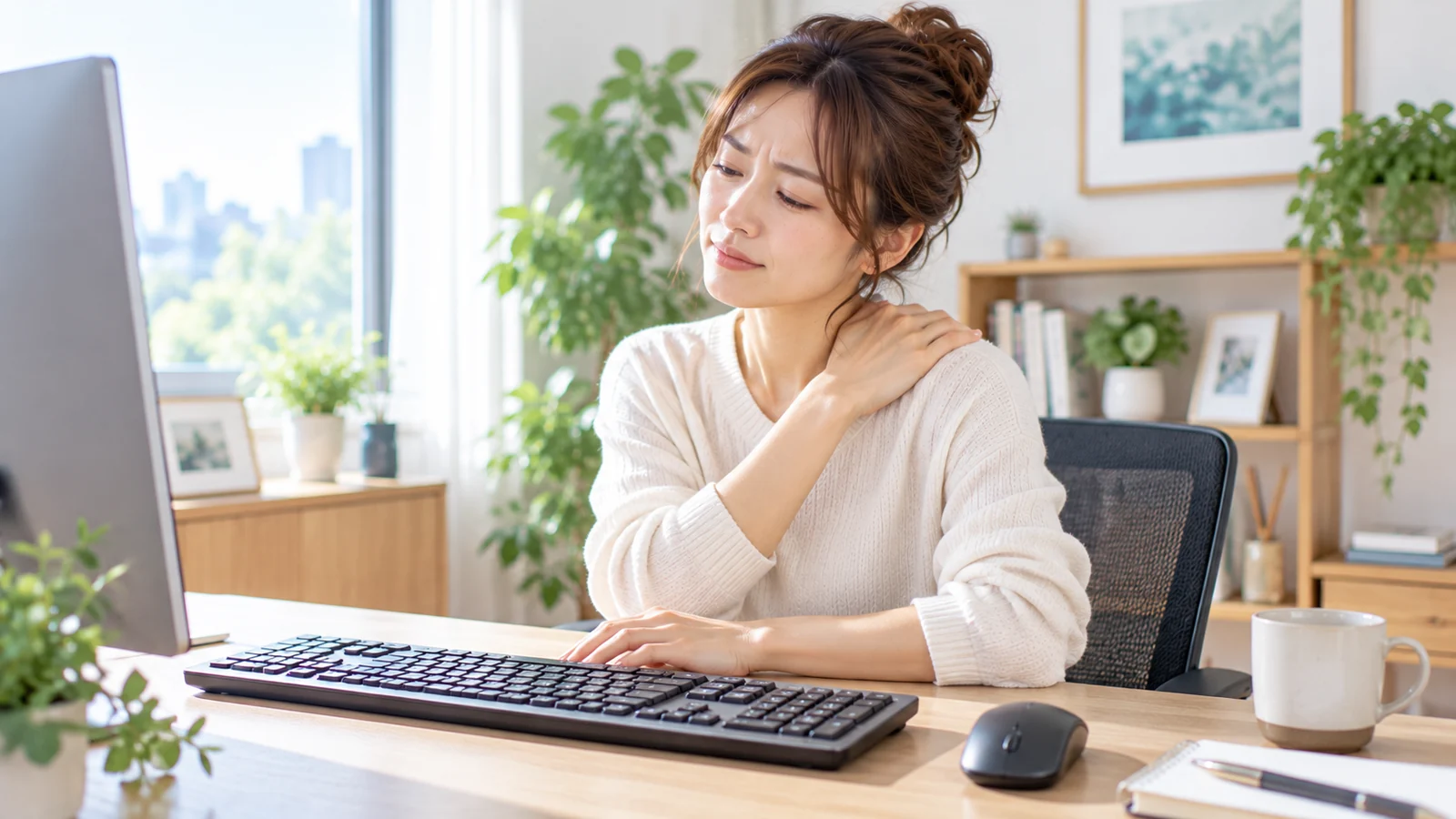 テンキー付きキーボードで肩が疲れる？マウスとの距離を確認