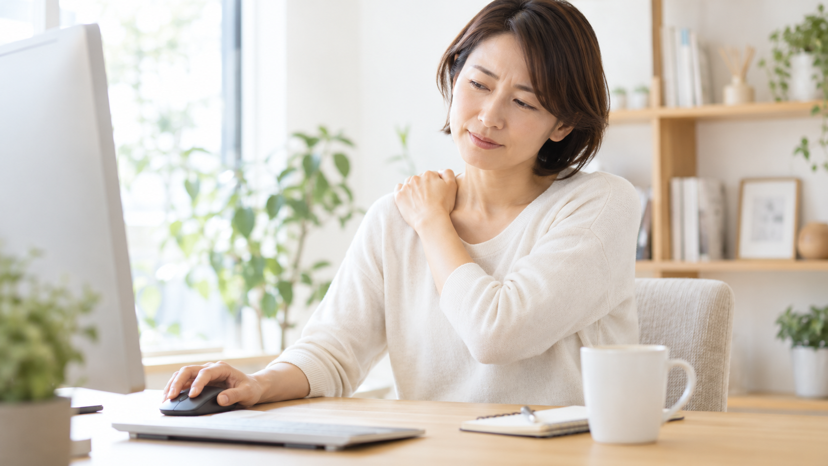 マウス操作で肩こりが気になる人へ|片側の肩・腕・机の位置を見直そう
